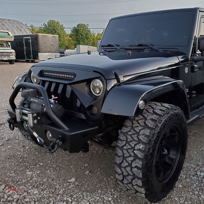 AMERICAN MODIFIED Front Grille w/Off Road Lights for 07-18 Jeep Wrangler JK