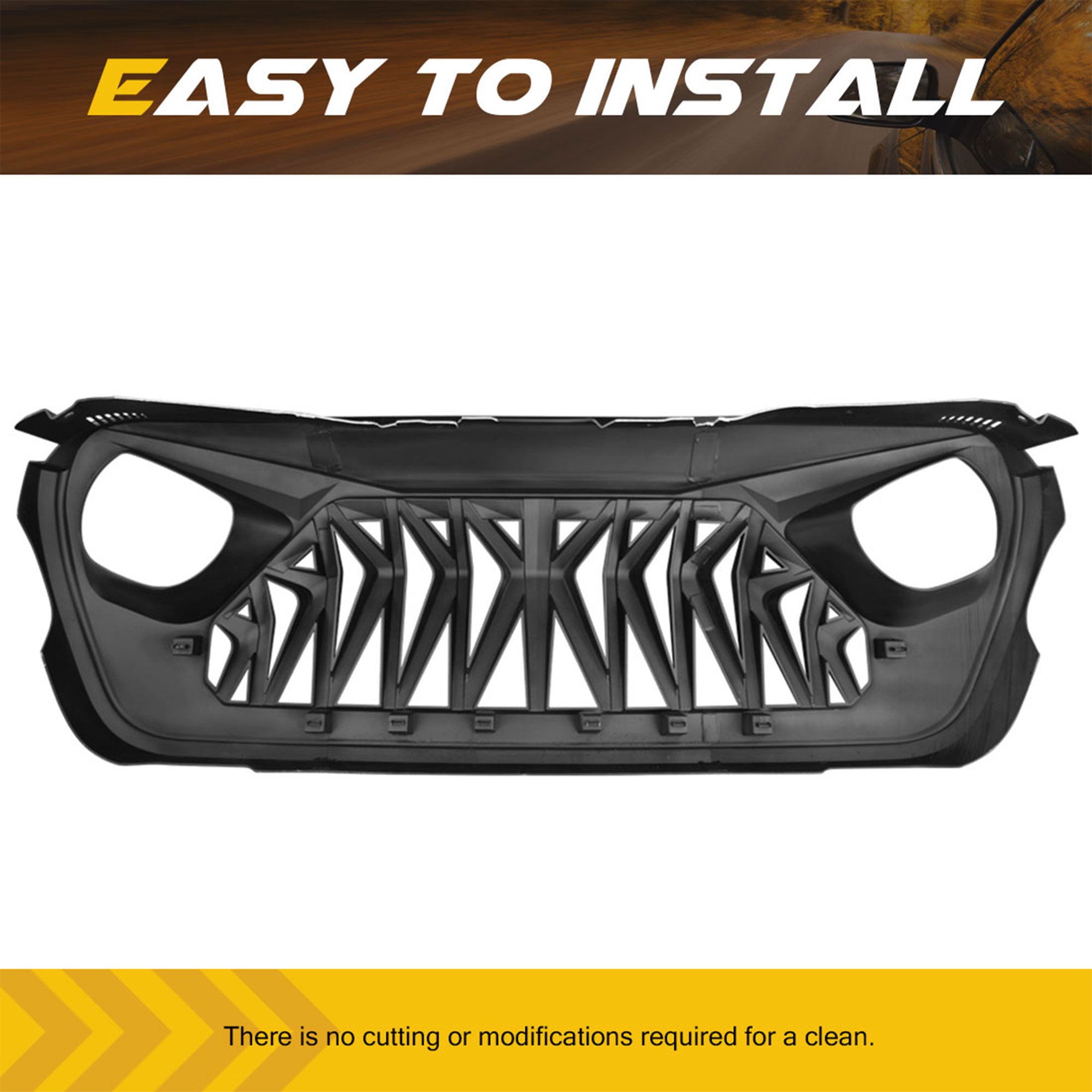 AMERICAN MODIFIED Front Shark Grille for 2018+ Wrangler JL & 2020+ Gladiator JT - VMInnovations