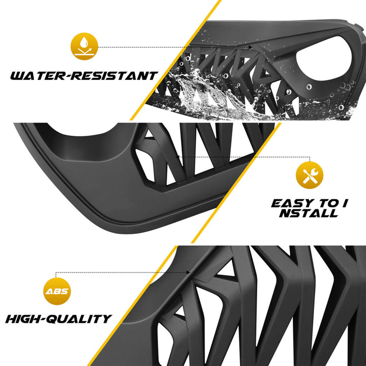 AMERICAN MODIFIED Front Shark Grille for 2018+ Wrangler JL & 2020+ Gladiator JT