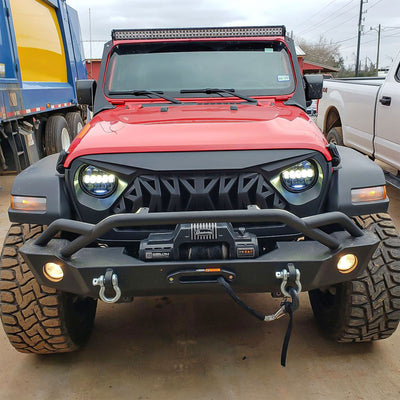 American Modified Front Shark Grille for 18-22 Jeep Models, Matte Black (Used) - VMInnovations