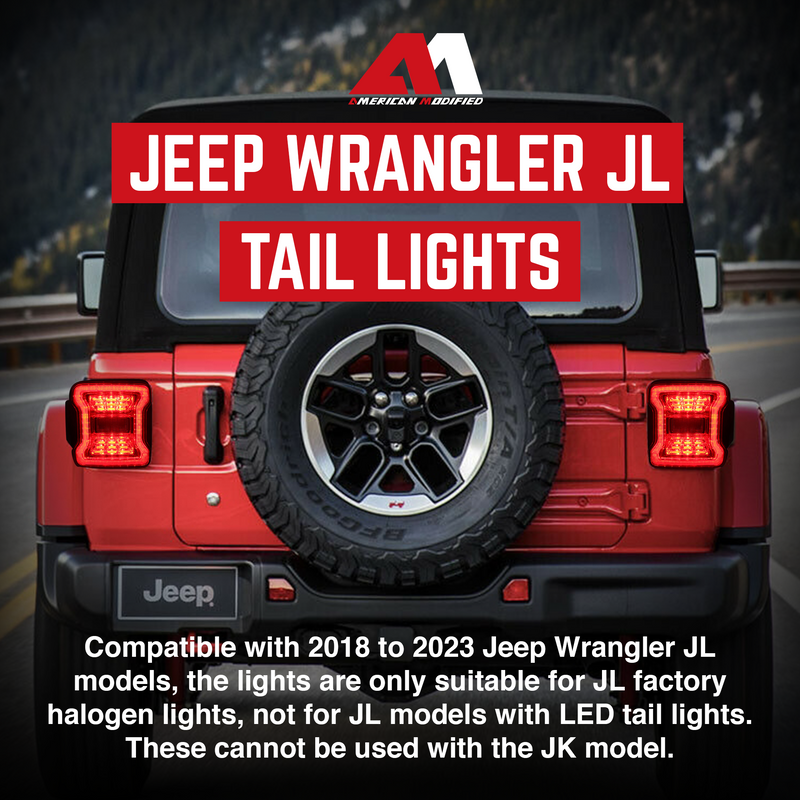 AMERICAN MODIFIED Tail Lights for 2018 to 2023 Jeep Wrangler JL Models, Pair