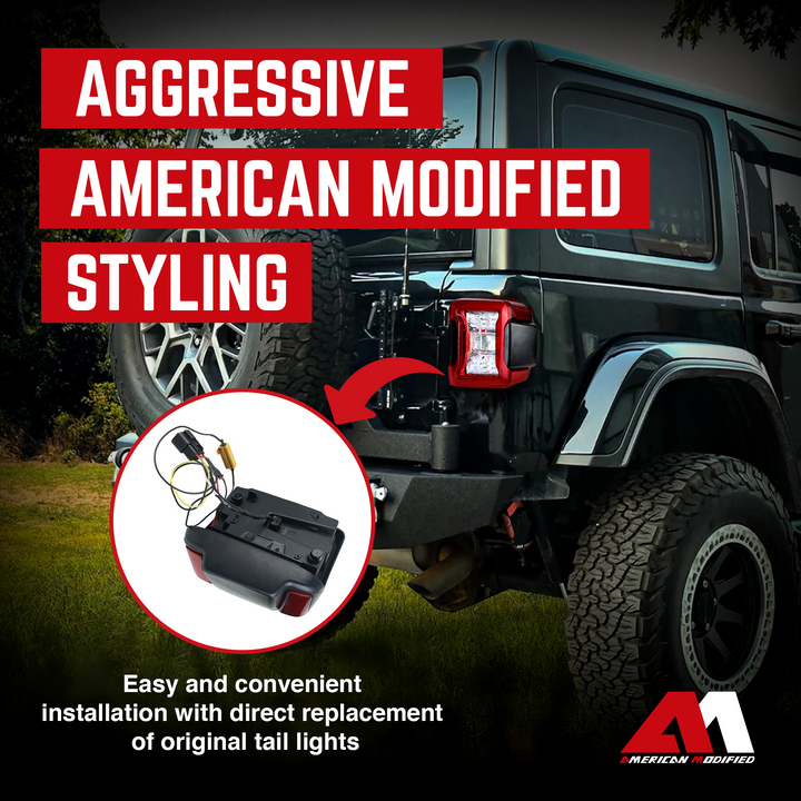 American Modified AMJPCA03302 LED Tail Lights 2018-19 Jeep Wranglers(Open Box)