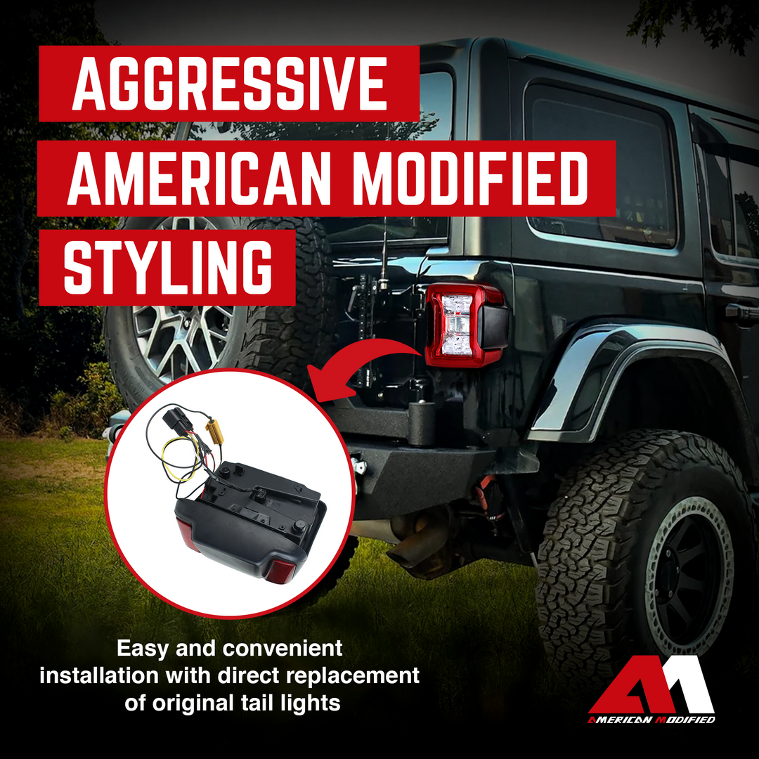 American Modified AMJPCA03302 LED Tail Lights 2018-19 Jeep Wranglers(Open Box) - VMInnovations