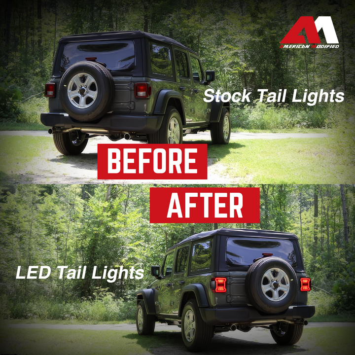 AMERICAN MODIFIED Tail Lights for 2018 to 2023 Jeep Wrangler JL Models, Pair