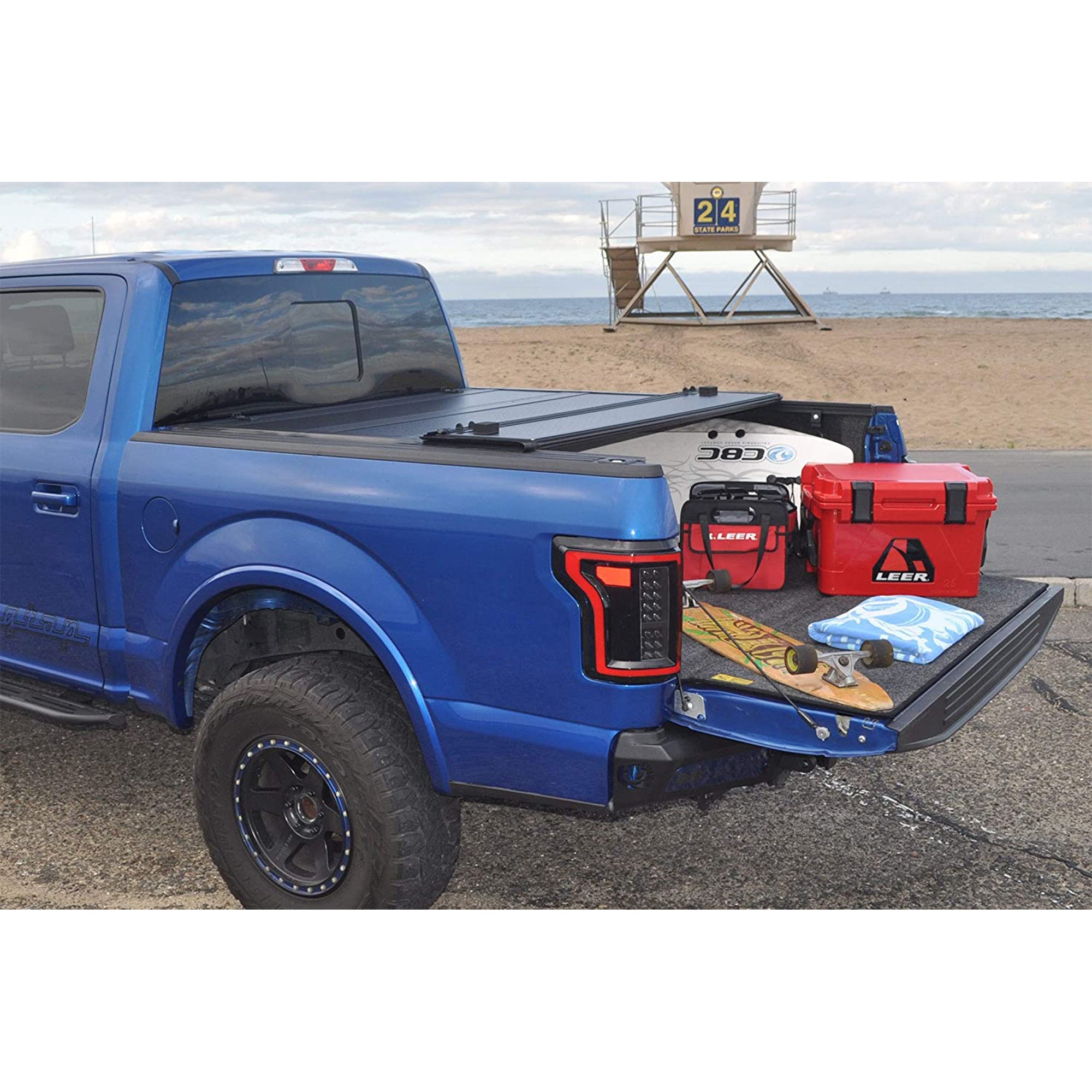 LEER Low Profile Hard Quad Folding Cover w/ 5.6" Bed for 2015 Ford F-150 (Used) - VMInnovations