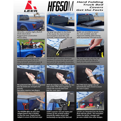 LEER Low Profile Hard Quad Folding Tonneau Cover w/ 6.6" Bed for 2015 Ford F-150