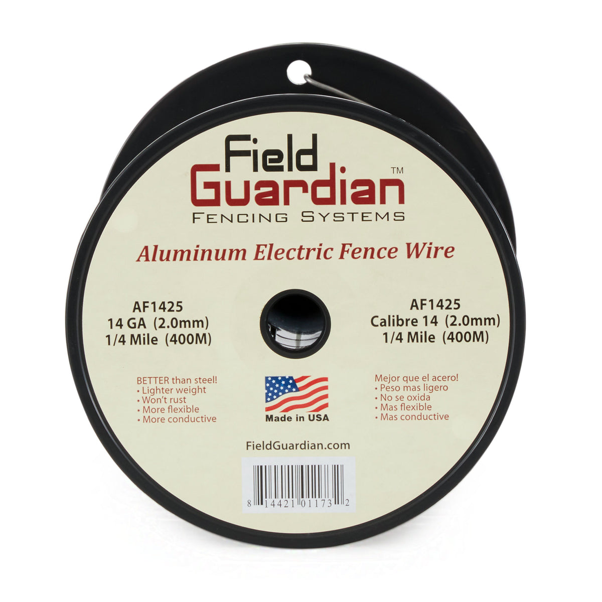 Field Guardian AF1425 14 Gauge Aluminum Wire, Silver, 0.25 Mile Spool (2 Pack)