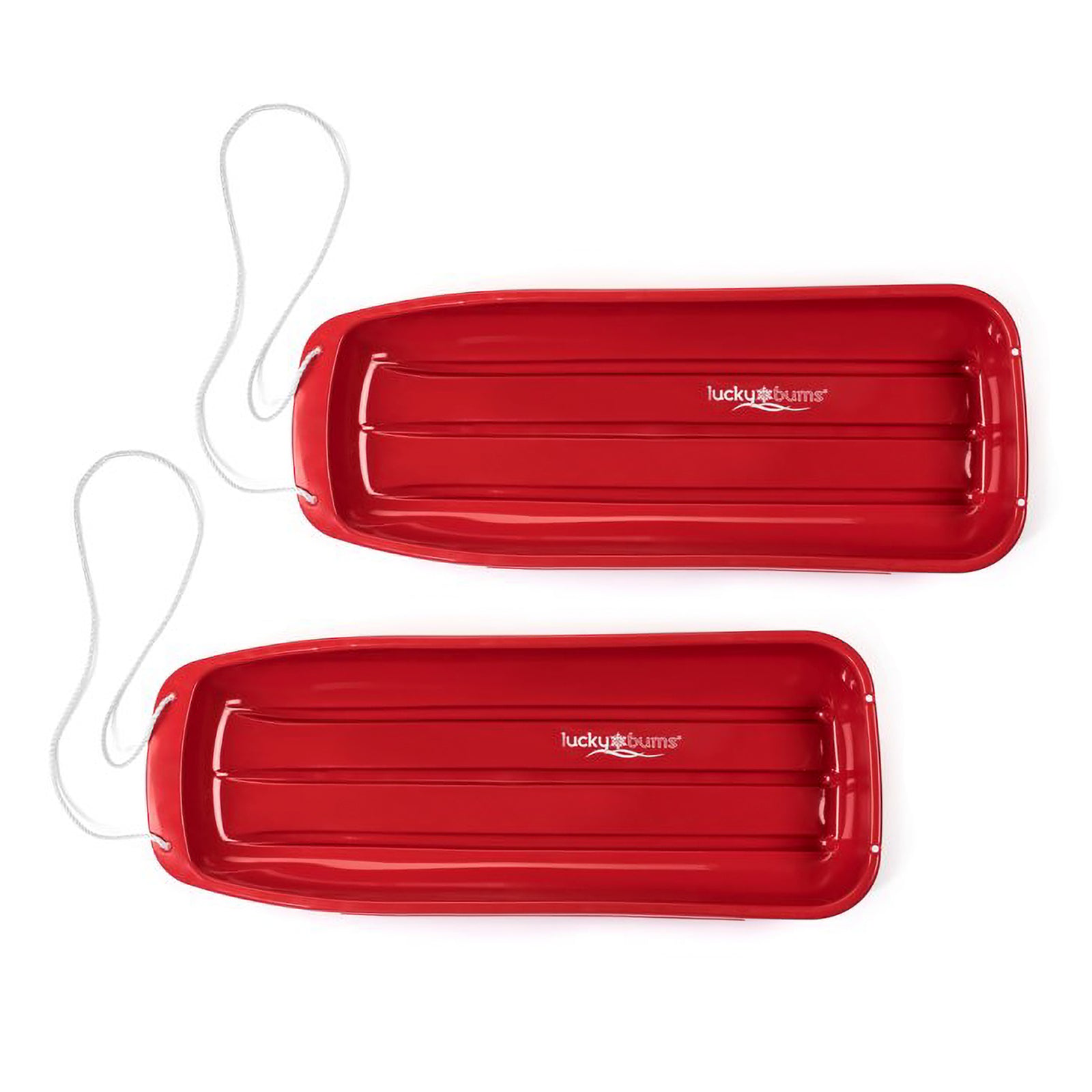 Lucky Bums Kids 48 Inch Plastic Snow Toboggan Sled with Pull Rope, Red (2 Pack) - VMInnovations