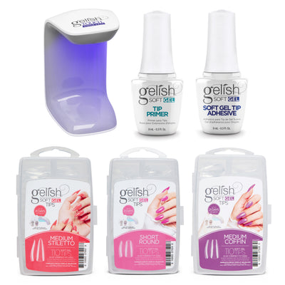 Gelish Medium Coffin Stiletto Nail Kit w/ Polish Sealer & Makin' A Splash Set