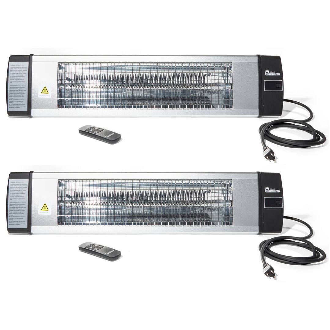 Dr. Infrared 1500W Infrared Indoor Outdoor Wall Ceiling Heater, Silver (2 Pack) - VMInnovations