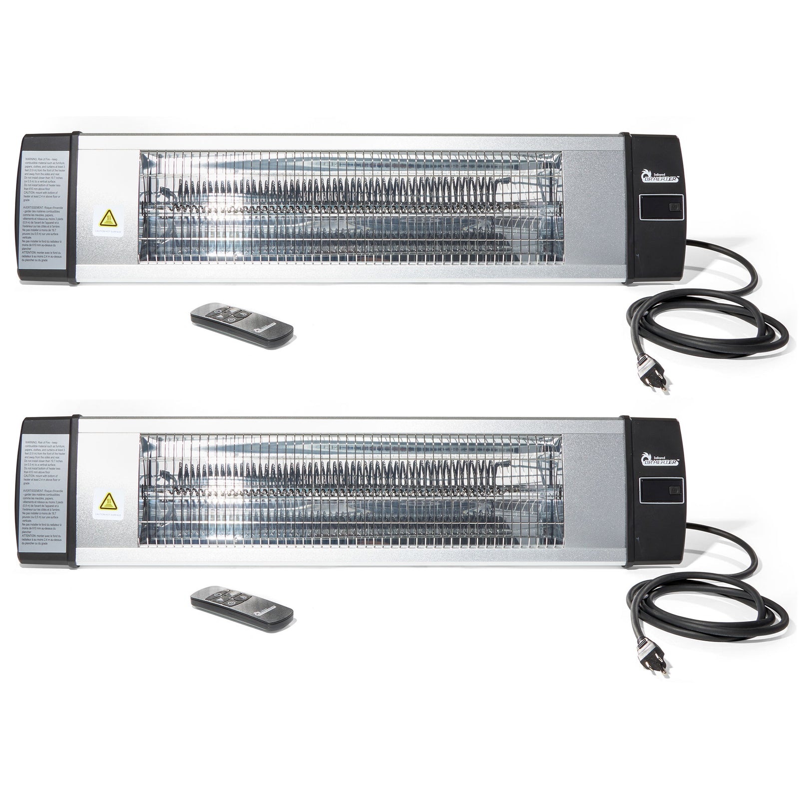Dr. Infrared 1500W Infrared Indoor Outdoor Wall Ceiling Heater, Silver (2 Pack) - VMInnovations