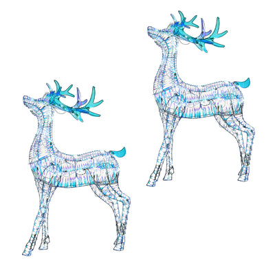National Tree Company Iridescent Reindeer Decoration w/ 105 LED Lights (2 Pack)
