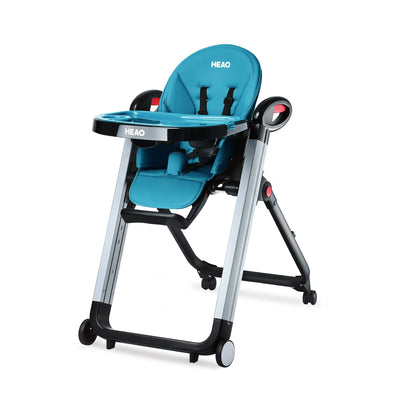 HEAO Adjustable Reclining Toddler Seat Foldable Baby High Chair with Tray, Blue