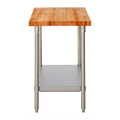 John Boos 36x24in Cherry Wood Top Kitchen Work Table w/Galvanized Base & Shelf - VMInnovations