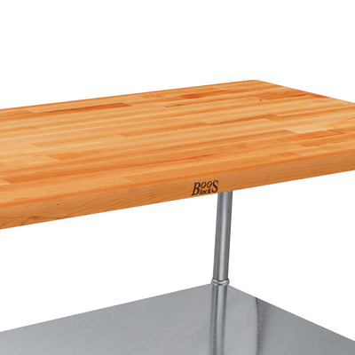 John Boos 60x30in Cherry Wood Top Kitchen Work Table w/Galvanized Base & Shelf