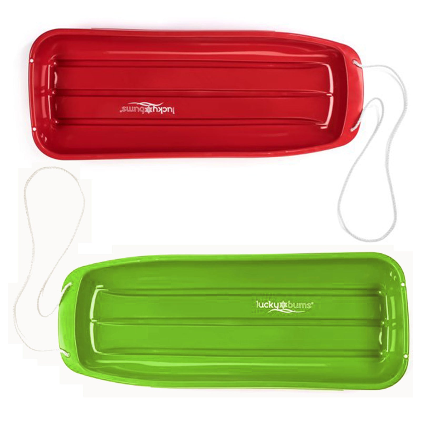Lucky Bums 48 Inch 1 Person Plastic Sled, Red and 48 Inch 2 Person Sled, Green - VMInnovations