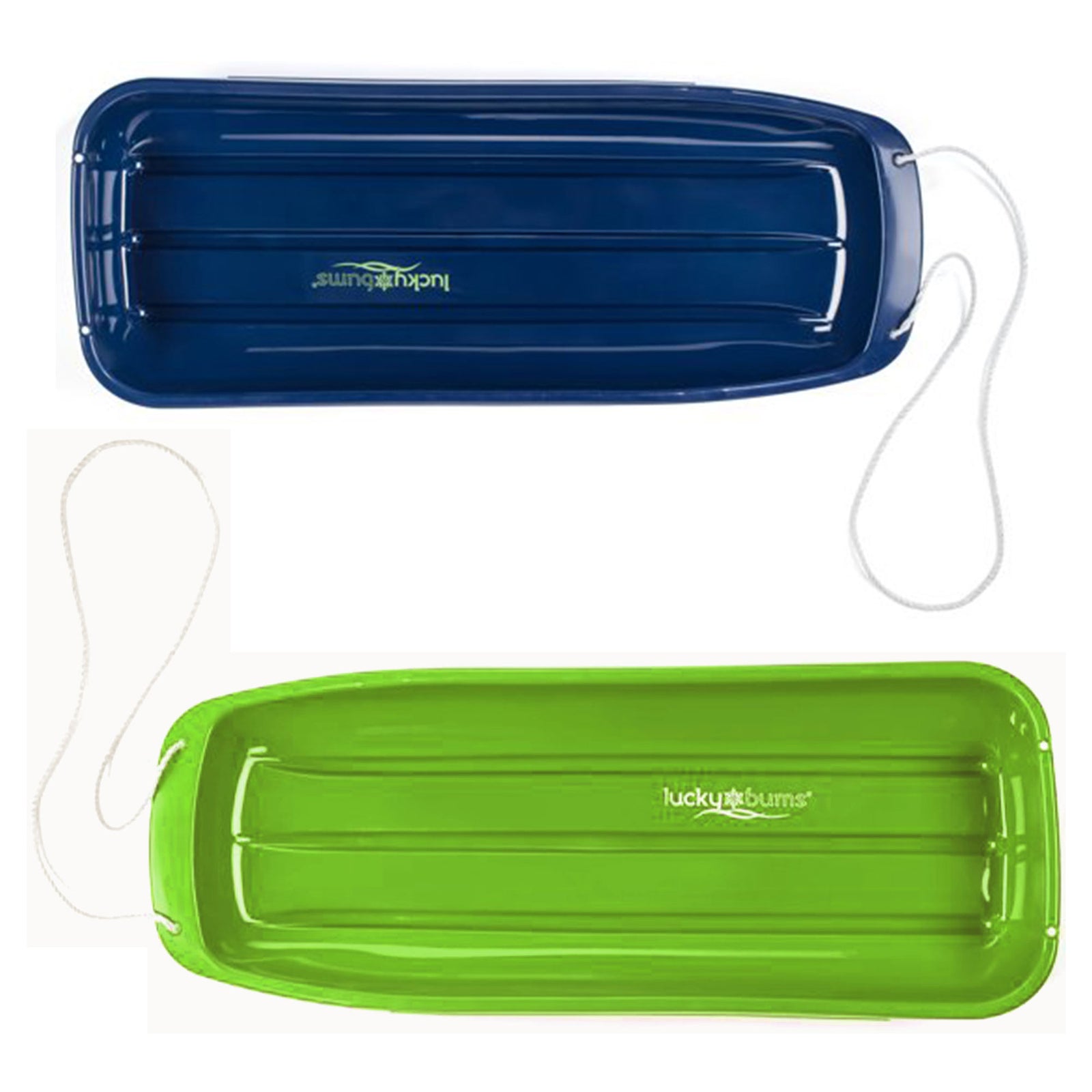 Lucky Bums 48 Inch 1 Person Plastic Sled, Blue and 48 Inch 2 Person Sled, Green - VMInnovations