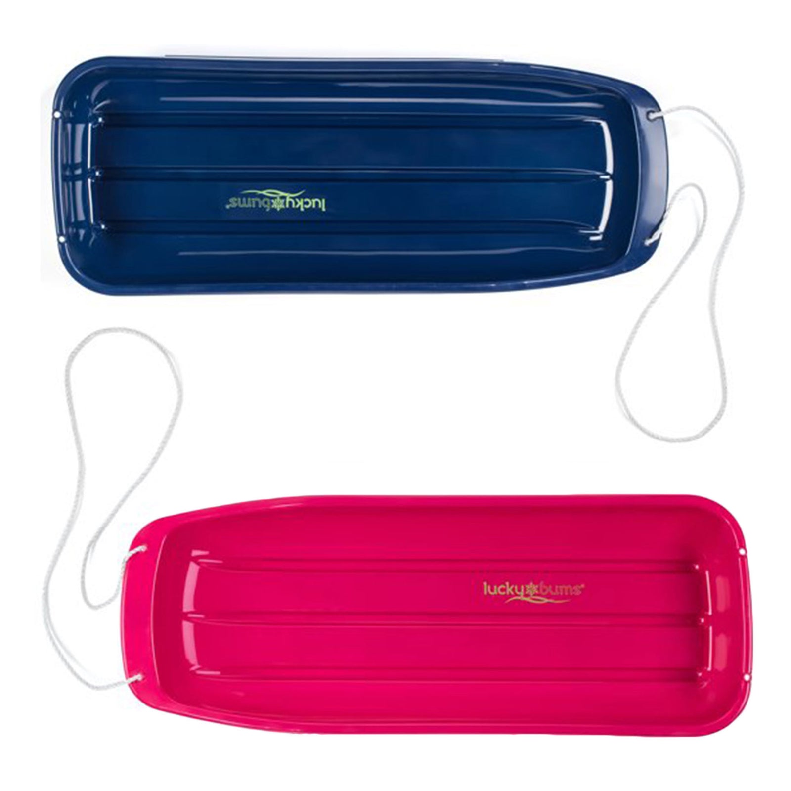 Lucky Bums Lightweight Plastic 48 Inch Sleds with Pull Ropes, 1 Pink and 1 Blue - VMInnovations