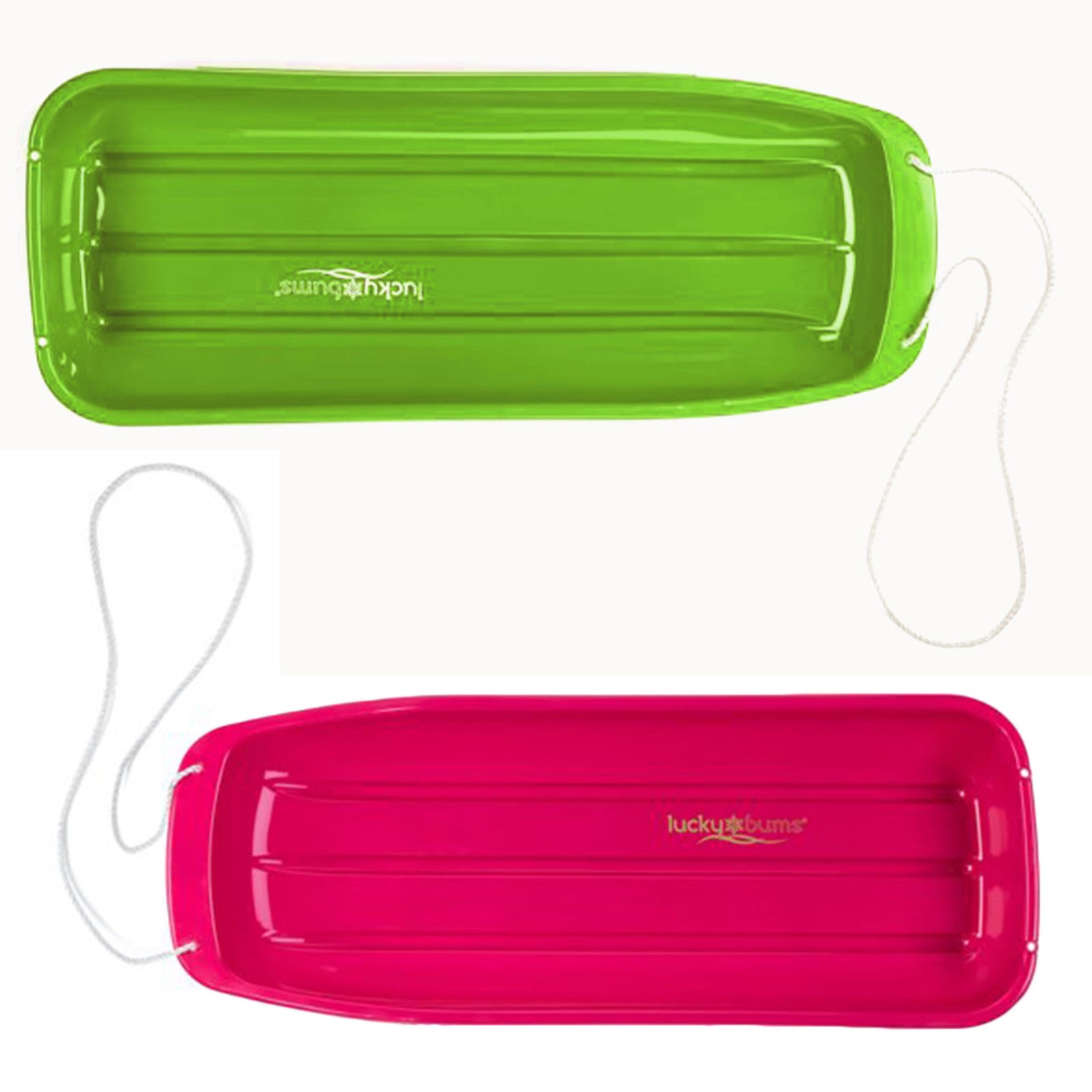 Lucky Bums 48 Inch 1 Person Plastic Sled, Pink and 48 Inch 2 Person Sled, Green - VMInnovations