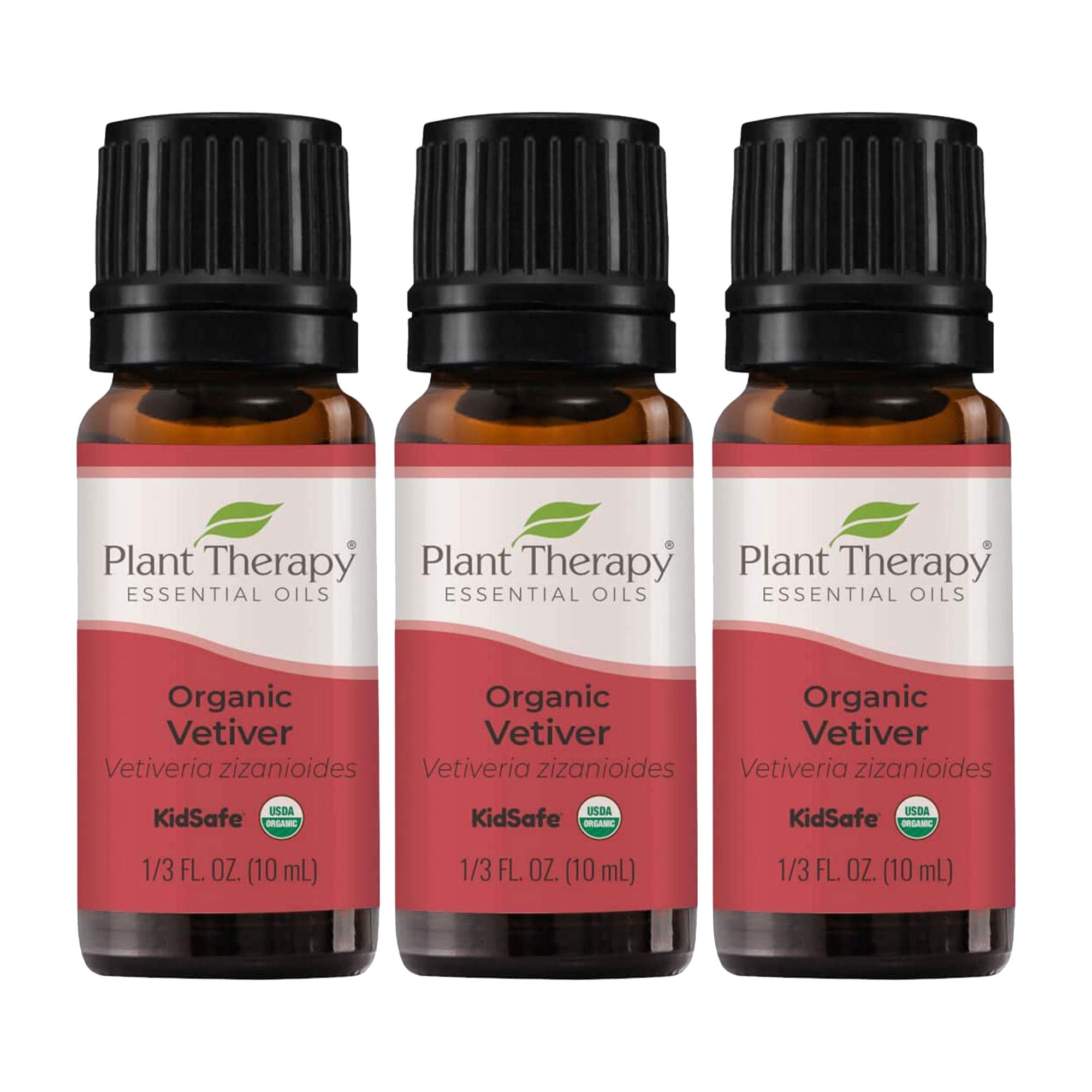Plant Therapy Aromatherapy 10mL Essential Oil, 1/3oz, Organic Vetiver (3 Pack)