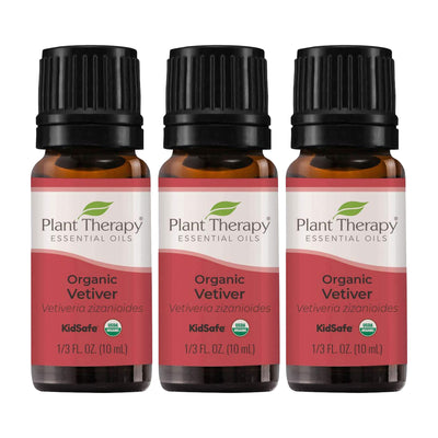 Plant Therapy Aromatherapy 10mL Essential Oil, 1/3oz, Organic Vetiver (3 Pack)