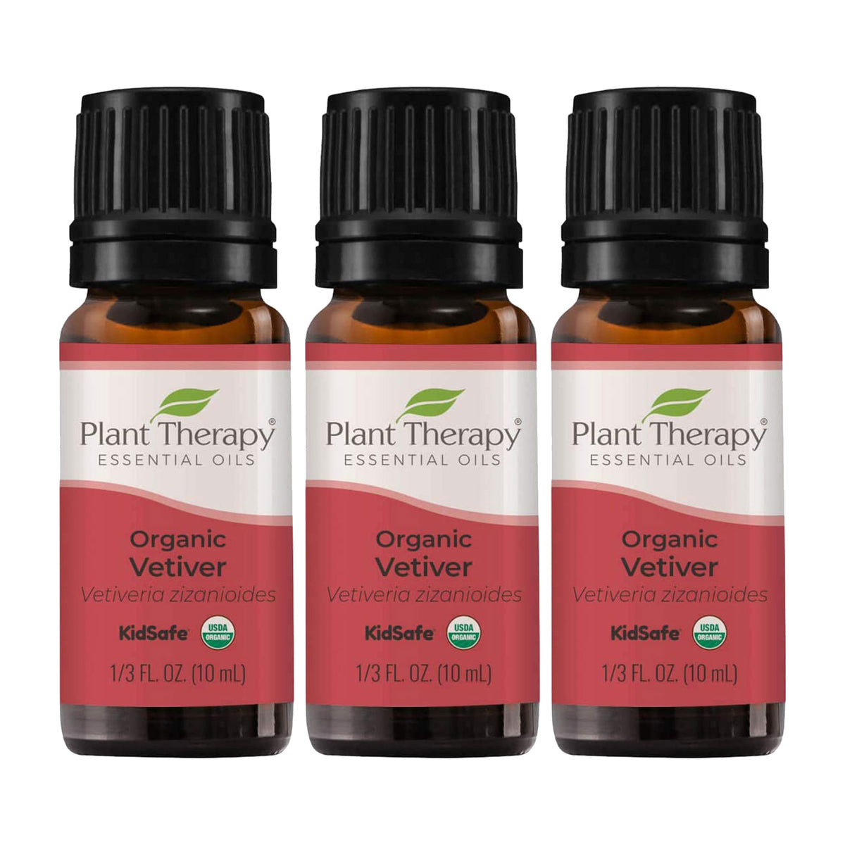 Plant Therapy Aromatherapy 10mL Essential Oil, 1/3oz, Organic Vetiver (3 Pack)