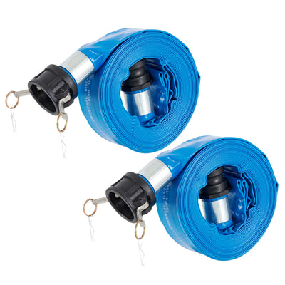 Apache 98138049 PVC Lay Flat Hoses 2 Inch Diameter 50 Ft, 70 psi, Blue (2 Pack)