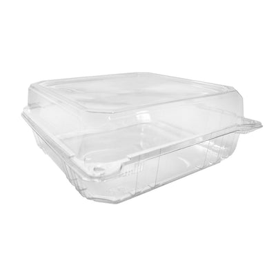 Karat 9 x 9" 1 Compartment Plastic Hinged Food Containers, 200 Count (Open Box)