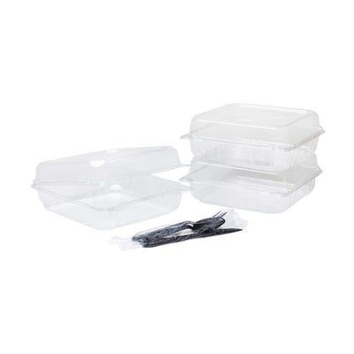 Karat 9 x 9" 1 Compartment Plastic Hinged Food Containers, 200 Count (Open Box)