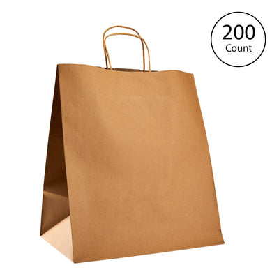 Karat Huntington Extra Large Brown Paper Shopping Bags with Handles, 200 Count