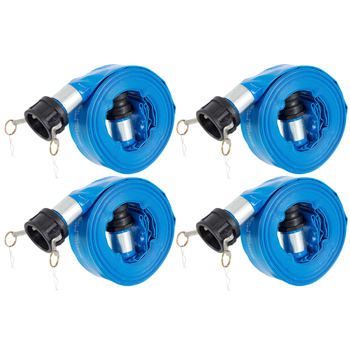 Apache 98138049 PVC Lay Flat Hoses 2 Inch Diameter 50 Ft, 70 psi, Blue (4 Pack)