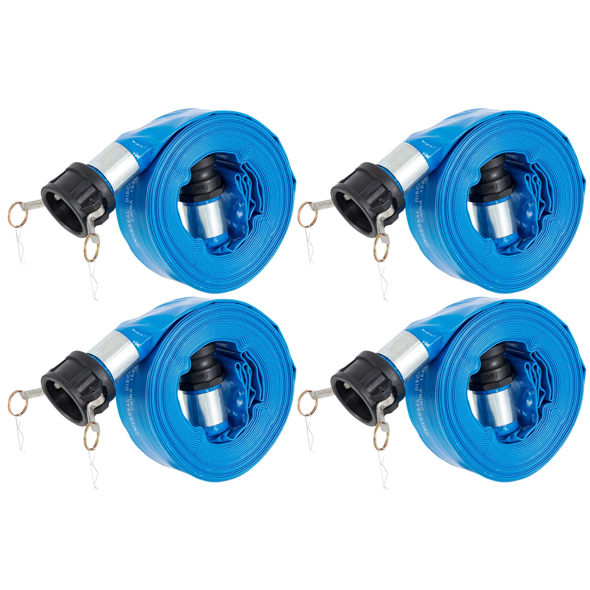 Apache 98138049 PVC Lay Flat Hoses 2 Inch Diameter 50 Ft, 70 psi, Blue (4 Pack)