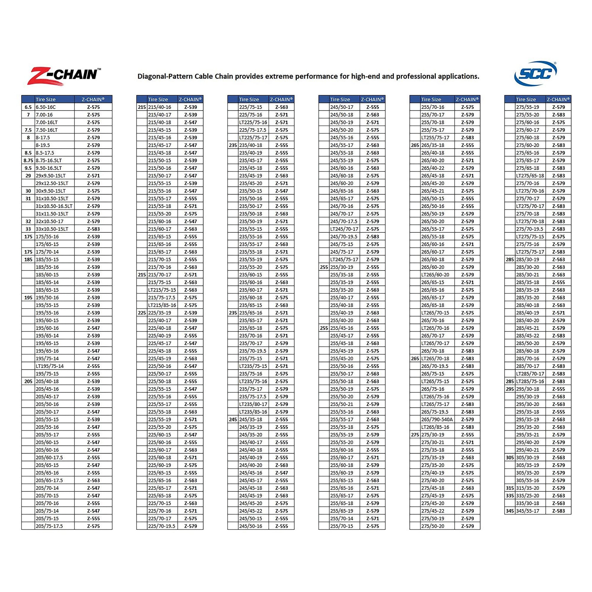 Peerless Z-579 Z-Chain Extreme Performance Cable Tire Traction Chain Kit, 8 Pack - VMInnovations