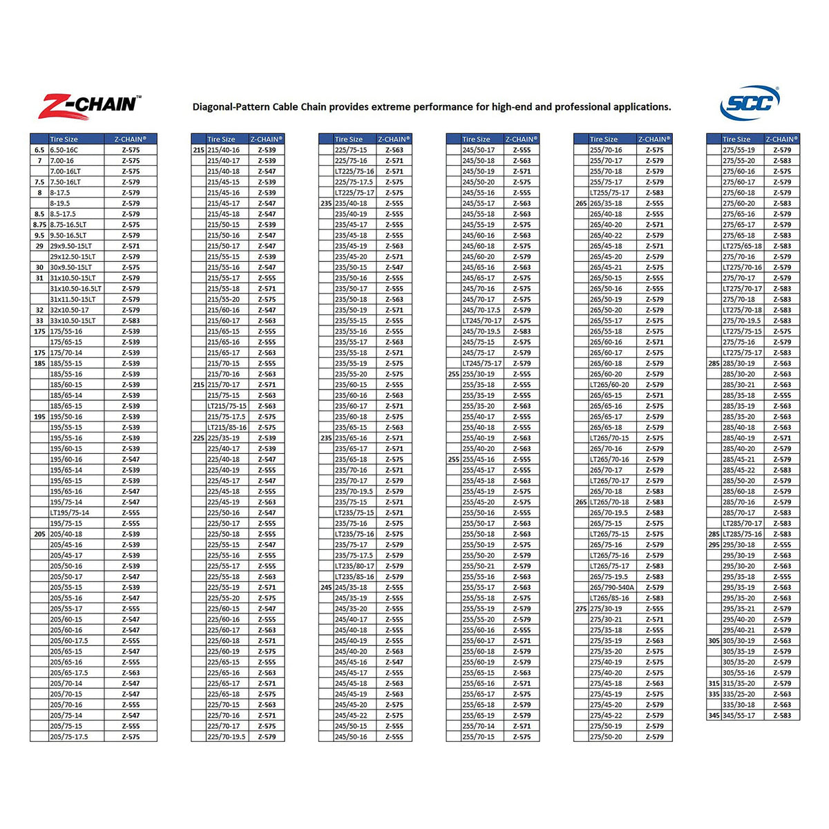 Peerless Z-579 Z-Chain Extreme Performance Cable Tire Traction Chain Kit, 8 Pack