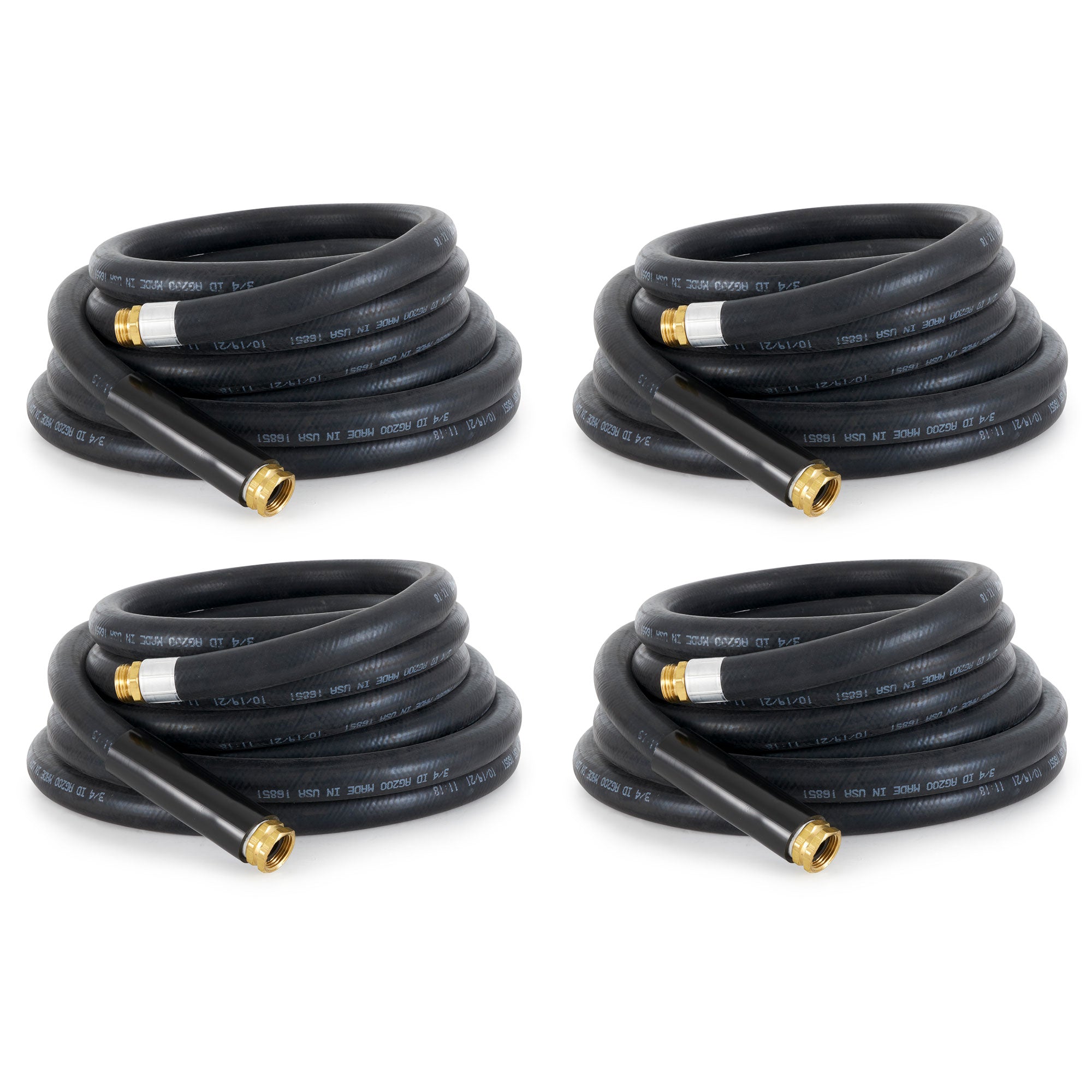 Apache 98108802 25 Foot Industrial Rubber Garden Hose w/ Brass Fittings (4 Pack)
