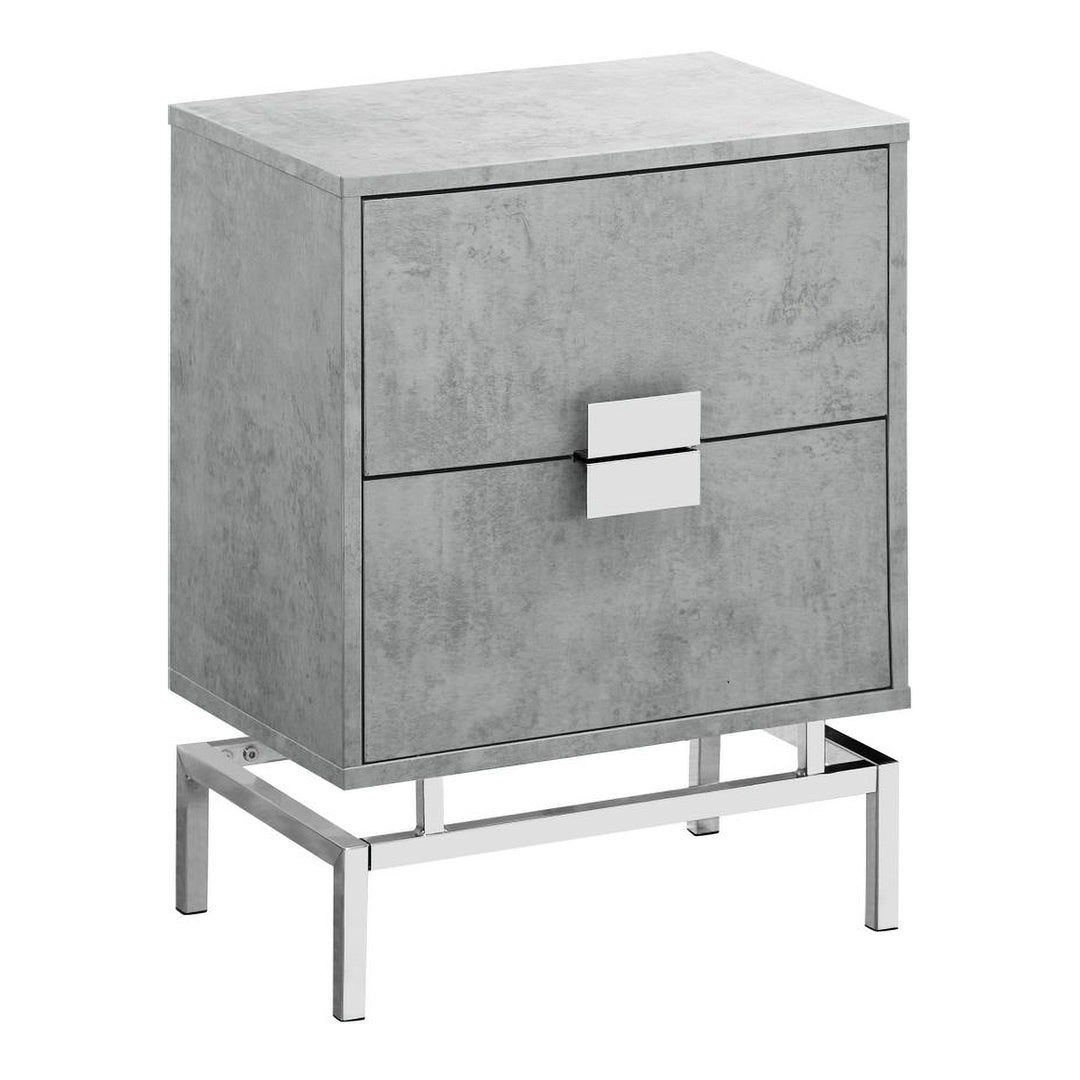 Monarch Specialties 24 Inch Accent Table with Drawers, Gray & Chrome (Used)