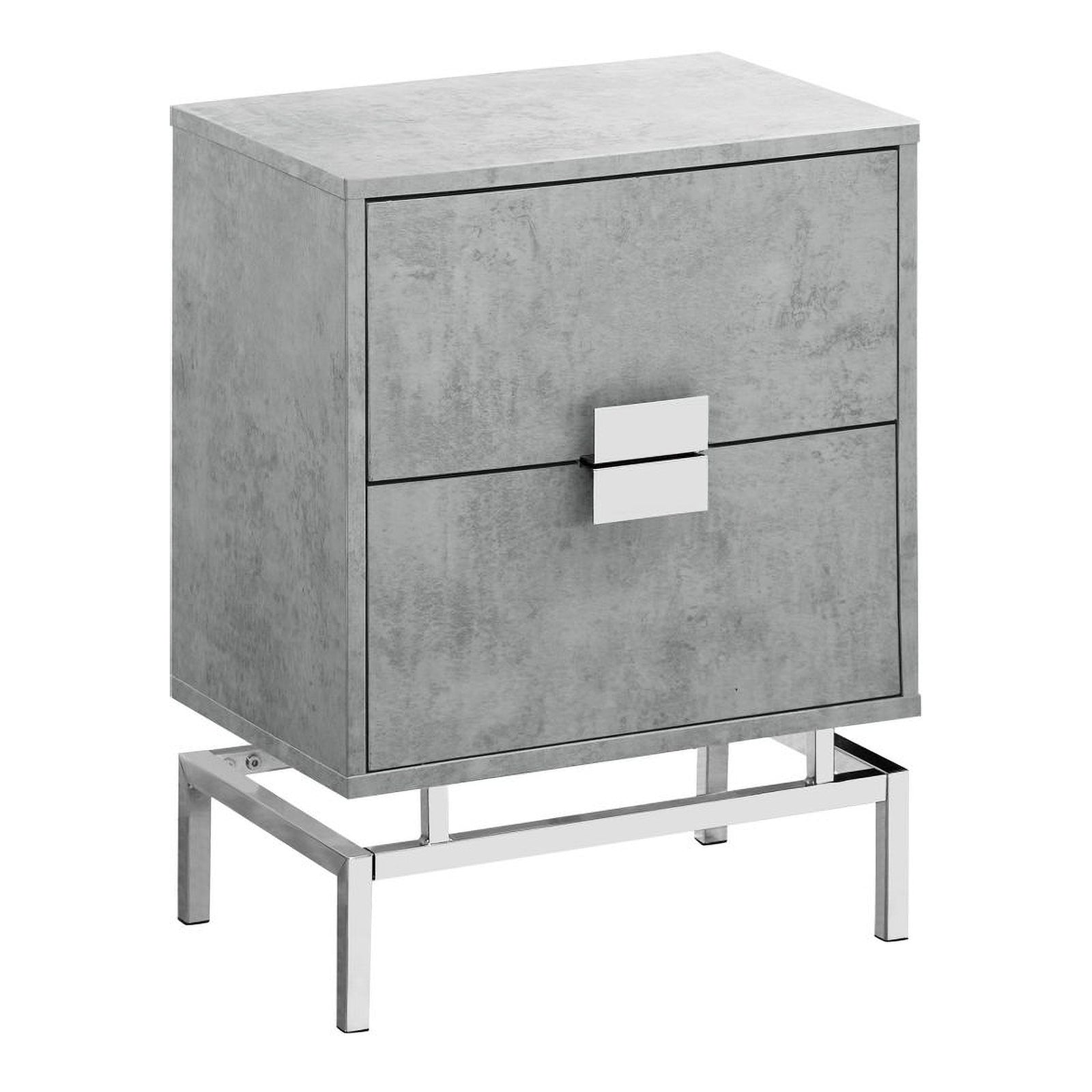 Monarch Specialties 24 Inch Accent Table with Drawers, Gray & Chrome (Used) - VMInnovations