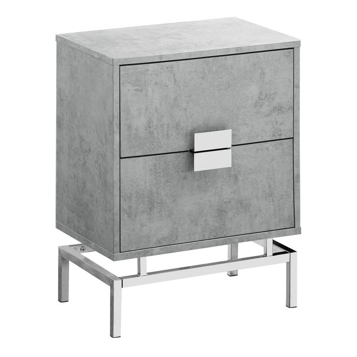 Monarch Specialties 24 Inch Accent Table with Drawers, Gray & Chrome (Used)