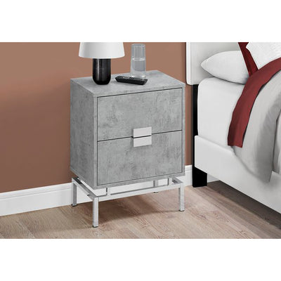Monarch Specialties 24 Inch Accent Table with Drawers, Gray & Chrome (Used) - VMInnovations