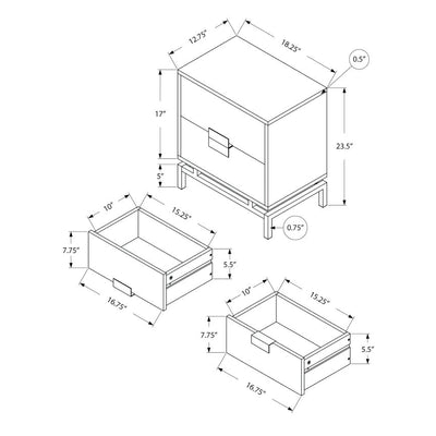 Monarch Specialties 24 Inch Accent Table with Drawers, Gray & Chrome (Used) - VMInnovations