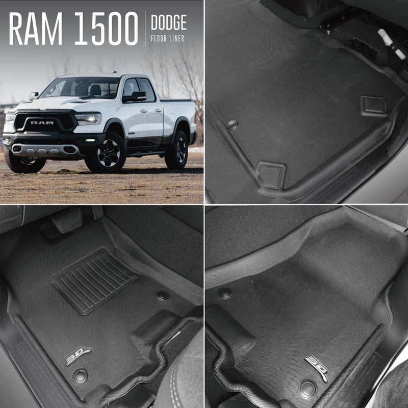 3D MAXpider Kagu Series Floor Custom Liner Set for 2019 to 2022 Dodge Ram, Black