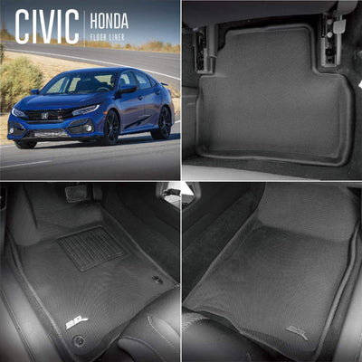 Kagu Custom Floor Mat Set, 2016-2021 Honda Civic, 1st/2nd Row, Black (Open Box)