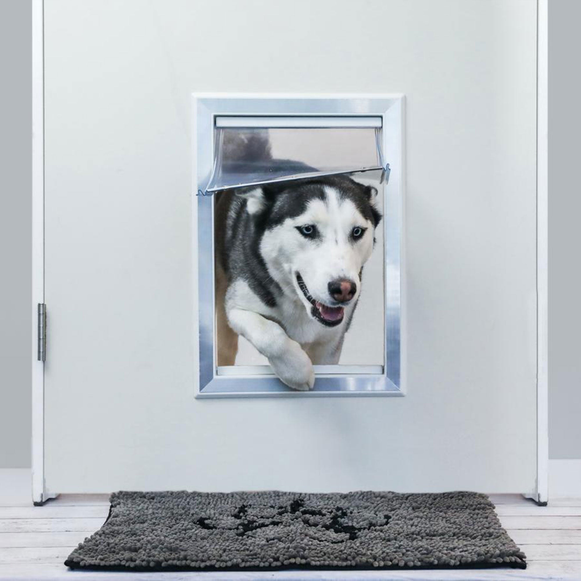 BarksBar 2 Way Dog Door with Aluminum Lining and Locking Sliding Panel, Large