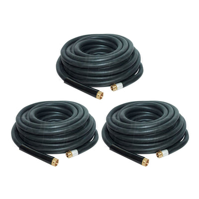 Apache 75 Foot Industrial Rubber Garden Water Hose with Brass Fittings (3 Pack) - VMInnovations