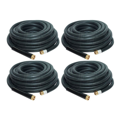 Apache 75 Foot Industrial Rubber Garden Water Hose with Brass Fittings (4 Pack) - VMInnovations