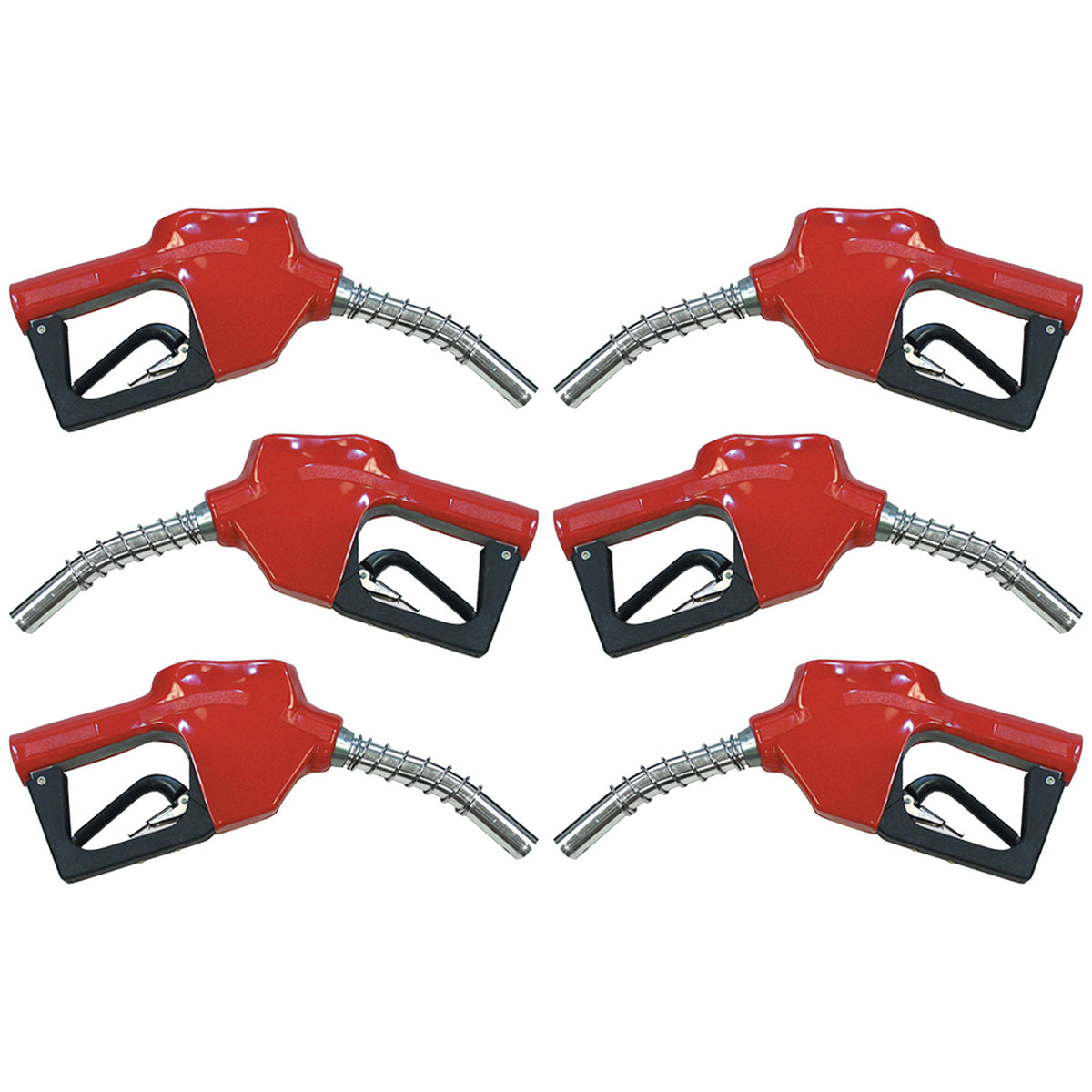 Apache 3/4 Inch Connection Automatic Shut Off Fuel Pump Nozzle, Red (6 Pack)