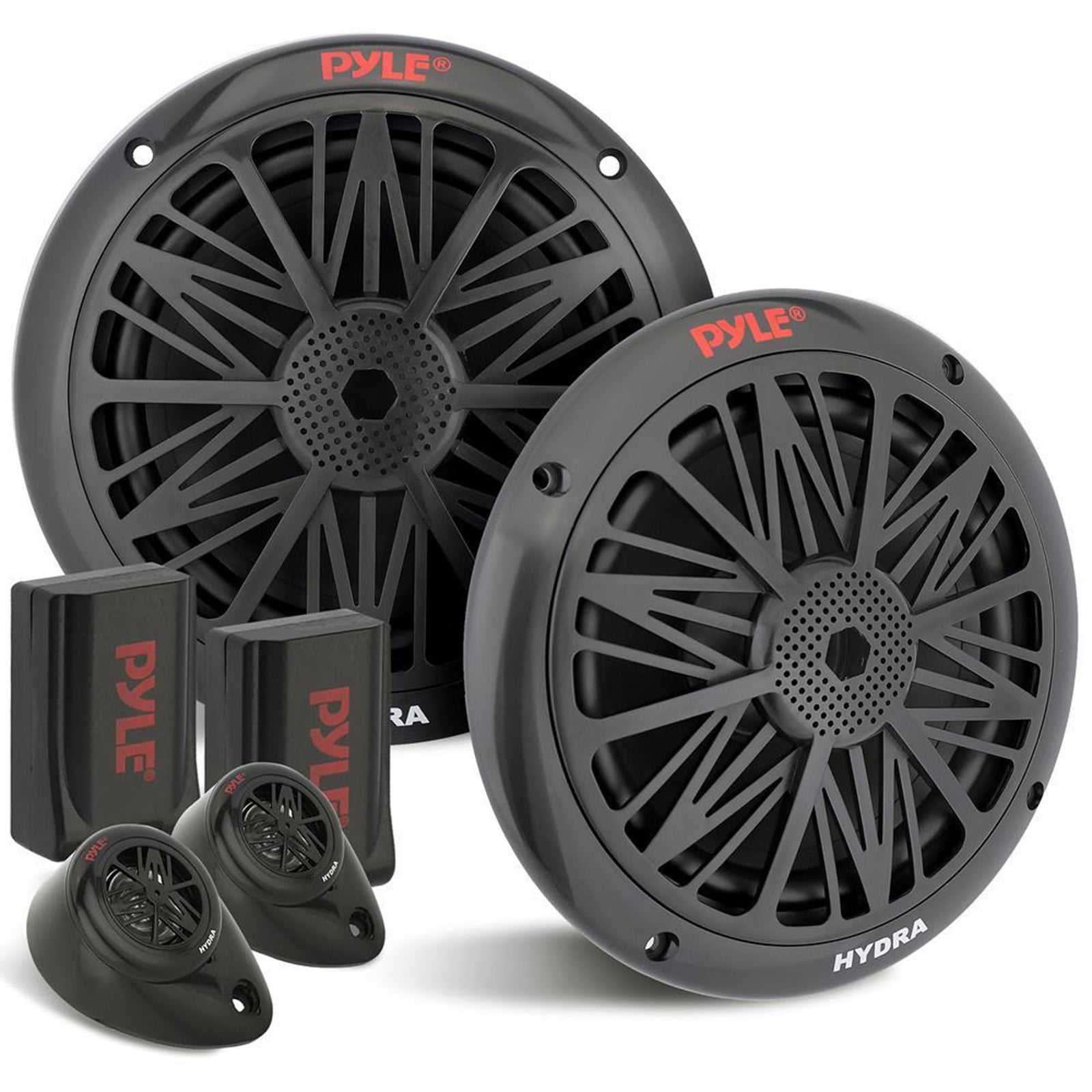 Pyle 6.5" 200 Watt 2-Way Full Range Stereo Marine Speakers, Black, Set(Open Box) - VMInnovations