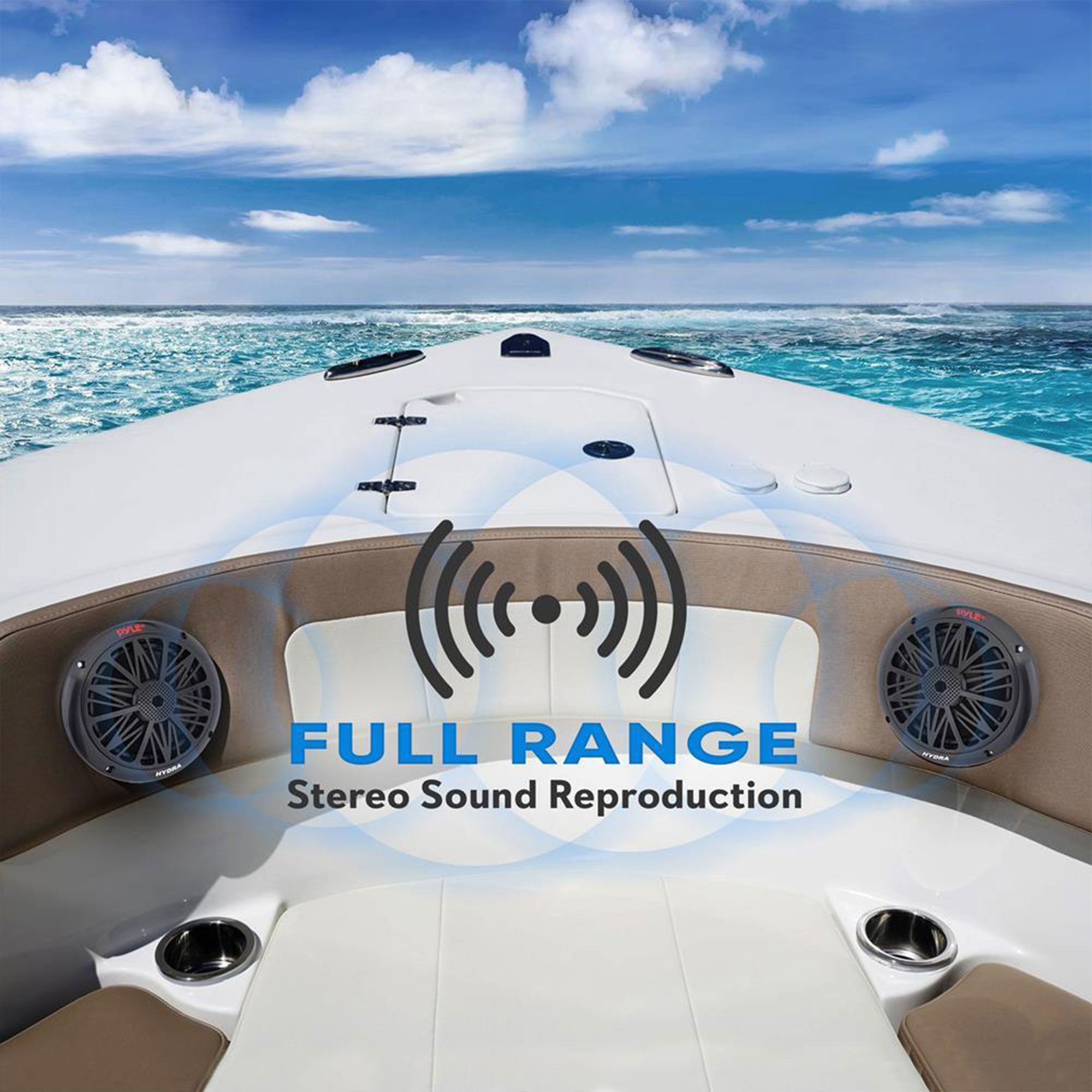 Pyle 6.5" 200 Watt 2-Way Full Range Stereo Marine Speakers, Black, Set(Open Box) - VMInnovations