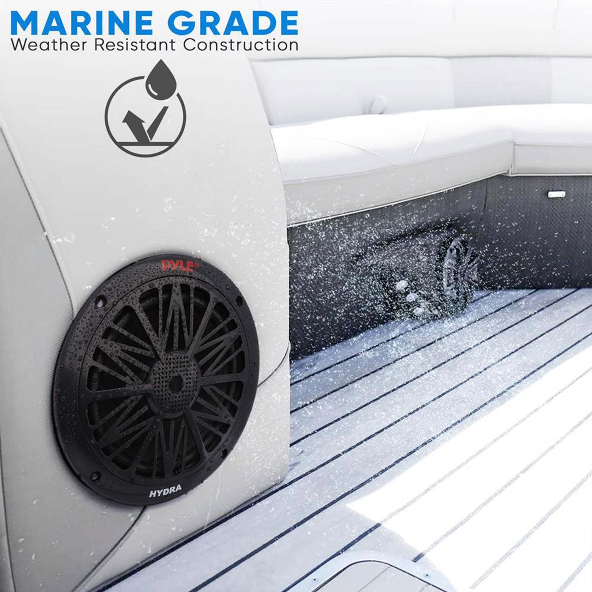 Pyle 6.5" 200 Watt 2-Way Full Range Stereo Marine Speakers, Black, Set(Open Box) - VMInnovations