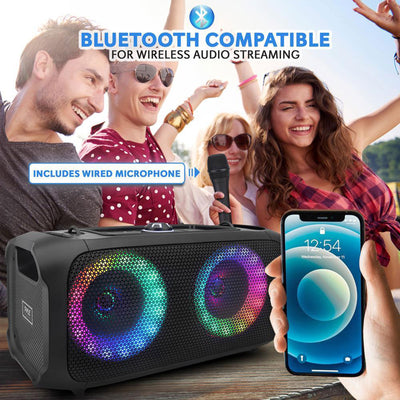 Pyle Multi Purpose 500 Watt Bluetooth Boombox Speaker with LED Lights (Open Box)